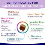 GOODGROWLIES Advanced Calming Chews for Dogs - Hemp Treat + Melatonin + Valerian - Relaxing Bites - Calming Care - Anti-Anxiety & Stress Relief - Made in USA - Calm, Sleep Aid, Storms - 120Ct