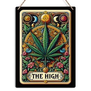 Funny Tarot Card Wall Art Decor Rustic Cannabis Weed Hanging Sign, Sarcastic Witch Stuff Wiccan Witchcraft Supplies, Farmhouse Wall Hanging Sign, Decorative Wooden Sign for Home Office Toilet Kitchen