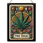 Funny Tarot Card Wall Art Decor Rustic Cannabis Weed Hanging Sign, Sarcastic Witch Stuff Wiccan Witchcraft Supplies, Farmhouse Wall Hanging Sign, Decorative Wooden Sign for Home Office Toilet Kitchen