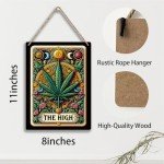 Funny Tarot Card Wall Art Decor Rustic Cannabis Weed Hanging Sign, Sarcastic Witch Stuff Wiccan Witchcraft Supplies, Farmhouse Wall Hanging Sign, Decorative Wooden Sign for Home Office Toilet Kitchen