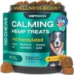Hemp Calming Chews for Dogs - Anxiety Relief - Hemp Calming Chews for Dogs - Soft Treats for Storms, Fireworks, Separation, Vet Visits, Grooming - Melatonin, Magnesium, Chamomile Extract, L-Tryptophan