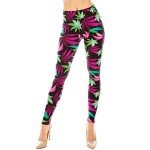 Women's Maple Marijuana Leaf Patterned Leggings -Plus Size (Purple MJ)