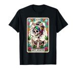Happy Weedster 420 Easter Skeleton Smoking Weed Tarot Card T-Shirt
