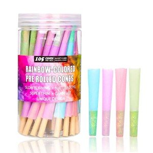 GORDON Shorty Cones Rolling Papers, Colorful Pre Rolled Cones, 53mm Mini Rolling Paper, Natural Slow Burning Preroll Cones, 50 Pack