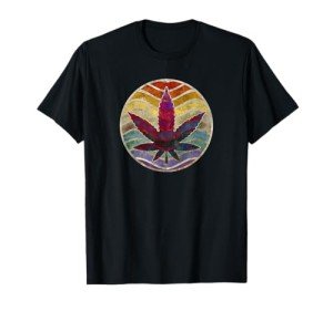 Retro Design of Marijuana Leaf. Cannabis Weed. T-Shirt