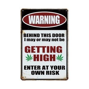 YOYI ART Vintage Weed Signs for Men Room - Metal Tin Signs for Man Cave Decor, Stoner Signs for Garage, Home Bar, Basement, Bedroom Wall Decor Art, Cool Gifts for Men, 8 x 12 Inch