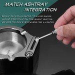 YUSUD Large Cigarette Ashtray with Permanent Match Lighter, Flint Fire Starter Ashtray, Fancy Metal Ash Tray Set for Weed, Cool Ashtrays for Cigars Outdoor Indoor Decor in Home Office