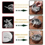 YUSUD Large Cigarette Ashtray with Permanent Match Lighter, Flint Fire Starter Ashtray, Fancy Metal Ash Tray Set for Weed, Cool Ashtrays for Cigars Outdoor Indoor Decor in Home Office