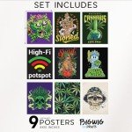 BigWig Prints Stoner Room Decor - Weed Poster, Trippy Cannabis Wall Art, Marijuana Gifts, Funny Stoner Posters for Bedroom or Dorm - Unframed Set of 9 (8x10)