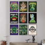BigWig Prints Stoner Room Decor - Weed Poster, Trippy Cannabis Wall Art, Marijuana Gifts, Funny Stoner Posters for Bedroom or Dorm - Unframed Set of 9 (8x10)