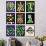 BigWig Prints Stoner Room Decor - Weed Poster, Trippy Cannabis Wall Art, Marijuana Gifts, Funny Stoner Posters for Bedroom or Dorm - Unframed Set of 9 (8x10)
