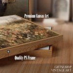 Framed Canvas Wall Art Vintage Decor, Vintage Painting Wall Art Prints, Landscape Wall Art for Living Room Decor Bedroom Home Bathroom Wall Decor (Wildflower Meadow at Dusk)