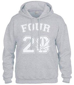 Cybertela Four 20 Marijuana Weed 420 Sweatshirt Hoodie Hoody (Light Gray, X-Large)