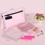 BOYISTARG PU Large Storage Organization Bag with 8 Small Items, Portable Storage Case with Combination Lock For Bag Set Travel Case Gifts for Women Pink