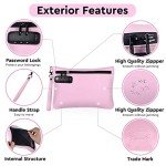 BOYISTARG PU Large Storage Organization Bag with 8 Small Items, Portable Storage Case with Combination Lock For Bag Set Travel Case Gifts for Women Pink
