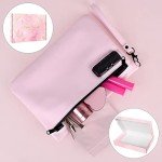 BOYISTARG PU Large Storage Organization Bag with 8 Small Items, Portable Storage Case with Combination Lock For Bag Set Travel Case Gifts for Women Pink