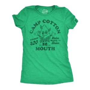 Womens Funny T Shirts Camp Cotton Mouth Sarcastic 420 Graphic Tee for Ladies Funny T Shirts 420 Tops for Women Cool Camping Top Women's Novelty Tees Green - L