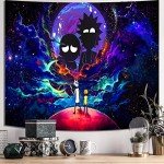 Atrippy Anime Wall Tapestry for Bedroom, Trip-py Posters Space Wall Tapestry for Men, Cool Black Aesthetic, Hippie Room Decor Wall Hanging Art for Girl Boys Party 51''x60''