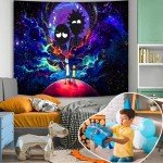Atrippy Anime Wall Tapestry for Bedroom, Trip-py Posters Space Wall Tapestry for Men, Cool Black Aesthetic, Hippie Room Decor Wall Hanging Art for Girl Boys Party 51''x60''