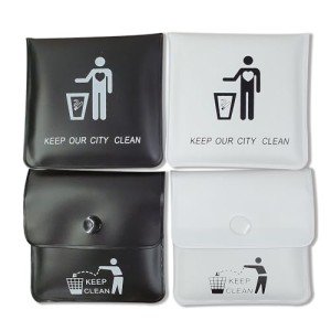 Jeuristic Ashtrays for Cigarettes Pocket Ashtray Pouch - Pack of 4 Premium Fireproof PVC Smell Proof Portable Ashtray Outdoor Butt Disposal Cool Travel Ashtrays Cute Fancy Ash Tray Black and White