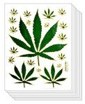Stickers Pack 10 Sheets Weed Cannabis Marijuana Hemp Green Leaf Cartoon Stickers Craft Scrapbooking Book Album Card Diary Calendars Planner Decoration Art Decal for Kid and Adult (06)