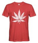 Men's White Weed Marijuana Leaf Cannabis 420 T-Shirt (Red, X-Large)