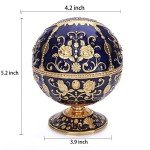 K COOL Windproof Ashtray with Lid Metal Portable Cigarettes Ashtrays for Outdoors Indoors Hand Stamped Pattern Smoking Ashtray Fancy Gift for Men Women(Navy Blue)
