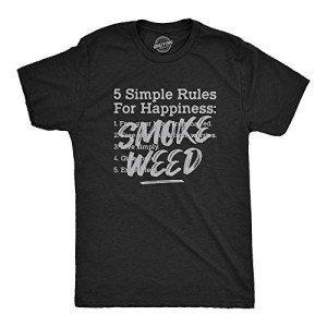 Mens 5 Simple Rules for Happiness Smoke Weed T Shirt Funny 420 Marijuana Tee Funny T Shirts 420 Apparel for Men Cool Motivational Short Sleeve Novelty Tees Black 3XL