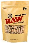 RAW Wide Natural Unrefined Pre-Rolled Tips | 180pc Bag