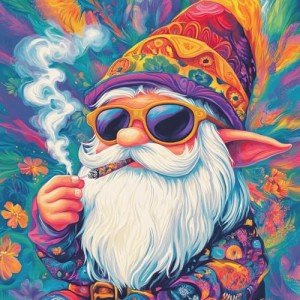 KEYIFA 5D Diamond Painting Smoking Gnome Diamond Art Kits for Adults, Round Full Drill Gnome Diamond Painting Kit for Beginner, DIY Gems Art Craft for Home Wall Decor 12x12 inch