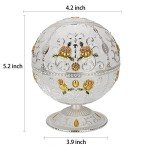 LAUYOO Windproof Ashtray with Lid for Cigarettes Metal Portable Cigar Ashtray Odor Eliminator for Indoor outdoor Hand Stamped Rose Pattern with Sparkle Fancy Gift for Men Women(Silver-Green Leaf)