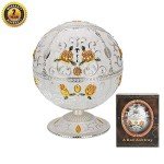 LAUYOO Windproof Ashtray with Lid for Cigarettes Metal Portable Cigar Ashtray Odor Eliminator for Indoor outdoor Hand Stamped Rose Pattern with Sparkle Fancy Gift for Men Women(Silver-Green Leaf)