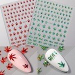 Maple Leaf Nail Art Stickers 3D Holographic Leaf Nail Stickers Spring Nail Art Decorations Colorful Bronzing Leaf Letter Design Nail Decals Self-Adhesive Nails Art Supplies for Women Manicure