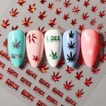 Maple Leaf Nail Art Stickers 3D Holographic Leaf Nail Stickers Spring Nail Art Decorations Colorful Bronzing Leaf Letter Design Nail Decals Self-Adhesive Nails Art Supplies for Women Manicure