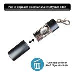 Jeuristic Ashtrays for Cigarettes Portable Pocket Ashtray - Pack of 2 Premium Fireproof ABS Metal Smell Proof Cool Travel Ashtray with Keychain Outdoor Butt Disposal Tube Cute Fancy Ash Tray Black