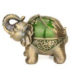 LAUYOO Elephant Decorative Ashtray with Lid for Cigarettes Metal Smoking Ash tray Ashtrays for Smoker Windproof Cigarette ashtrays for Outdoor Indoor Fancy Gift for Men Women Weed Smokers (Dark Green)
