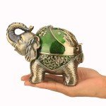 LAUYOO Elephant Decorative Ashtray with Lid for Cigarettes Metal Smoking Ash tray Ashtrays for Smoker Windproof Cigarette ashtrays for Outdoor Indoor Fancy Gift for Men Women Weed Smokers (Dark Green)