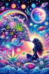 wmpikd Hippie Hippy Girl Diamond Art Painting Kits for Adults 5d DIY Trippy Cool Girl Gem Art Kit for Beginners Round Full Drill Paint with Diamonds Crafts Home Wall Decor Gifts 12x16 Inch