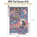 wmpikd Hippie Hippy Girl Diamond Art Painting Kits for Adults 5d DIY Trippy Cool Girl Gem Art Kit for Beginners Round Full Drill Paint with Diamonds Crafts Home Wall Decor Gifts 12x16 Inch