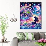 wmpikd Hippie Hippy Girl Diamond Art Painting Kits for Adults 5d DIY Trippy Cool Girl Gem Art Kit for Beginners Round Full Drill Paint with Diamonds Crafts Home Wall Decor Gifts 12x16 Inch