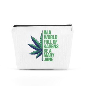 Makeup Cosmetic Marijuana Bag for Women Green Leave Cosmetic Bag Weed Gifts Gag Gifts for Women Friend Coworker Friendship Birthday Graduation Gifts Travel Toiletry Organizer