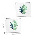 Makeup Cosmetic Marijuana Bag for Women Green Leave Cosmetic Bag Weed Gifts Gag Gifts for Women Friend Coworker Friendship Birthday Graduation Gifts Travel Toiletry Organizer