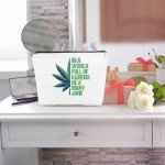 Makeup Cosmetic Marijuana Bag for Women Green Leave Cosmetic Bag Weed Gifts Gag Gifts for Women Friend Coworker Friendship Birthday Graduation Gifts Travel Toiletry Organizer