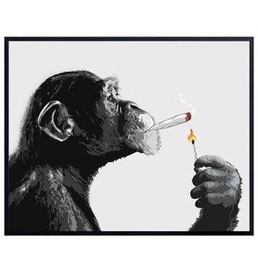 DOPE Chimp Smoking Weed LARGE 11x14 - Psychedelic Room Decor - Marijuana Gifts for Men - Dope Posters - Trippy Wall Art - Cannabis Art Print - Stoner Room Decor - Trippy Room Decor - Poster Print