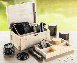 Wooden Stash Box with Rolling Tray Stash Box Combo to Organise your Herbs and Accessories - Rolling Kit with Removable divider - Large stash box and Jewelry box (Vintage White)