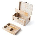 Wooden Stash Box with Rolling Tray Stash Box Combo to Organise your Herbs and Accessories - Rolling Kit with Removable divider - Large stash box and Jewelry box (Vintage White)