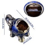 LAUYOO Metal Elephant Ashtray with Lid Windproof Ashtray Outdoor, Indoor Ash Tray for Weed, Vintage Practical Decoration Ashtrays for Cigarettes Great Gift for Men Women(NavyBlue)