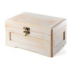 Wooden Stash Box with Rolling Tray Stash Box Combo to Organise your Herbs and Accessories - Rolling Kit with Removable divider - Large stash box and Jewelry box (Vintage White)