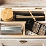 Wooden Stash Box with Rolling Tray Stash Box Combo to Organise your Herbs and Accessories - Rolling Kit with Removable divider - Large stash box and Jewelry box (Vintage White)