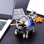 LAUYOO Metal Elephant Ashtray with Lid Windproof Ashtray Outdoor, Indoor Ash Tray for Weed, Vintage Practical Decoration Ashtrays for Cigarettes Great Gift for Men Women(NavyBlue)